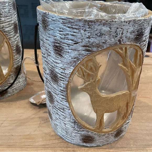 Holiday Lane Macy’s Other - NWT Set of 2 Etched Reindeer Lanterns Farmhouse Rustic Cabincore Holiday